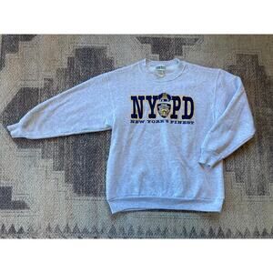 *FLAW‎ VTG Sz Small Mens NYPD Sweater TIMEOUT Gray Pullover Crewneck Long Sleeve